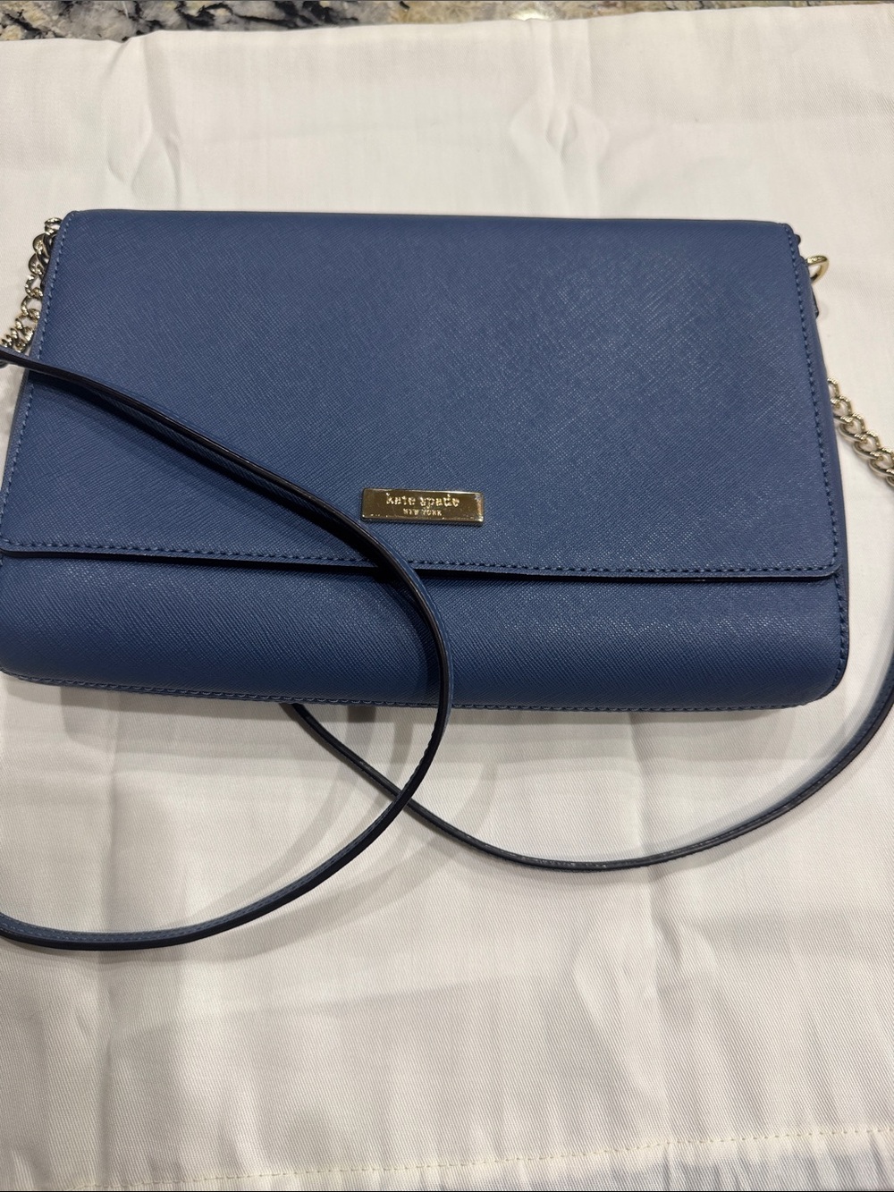 NWOT Kate Spade Blue Saffiano Crossbody Bag 10” x 7”